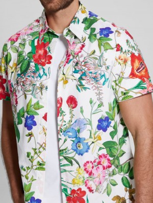 Camisas Guess Laguna Floral Hombre Azules Claro Blancos | Mexico-89261