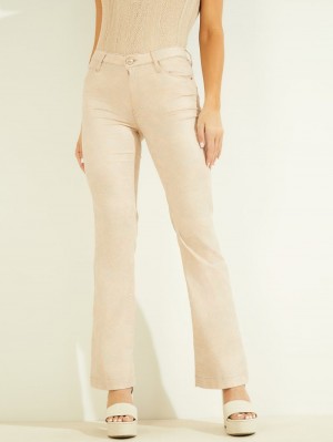 Pantalon Guess Sexy Bootcut Twill Mujer Beige | Mexico-29417