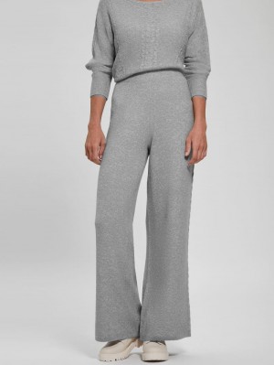 Pantalon Guess Teresa Anchos-Leg Cable Mujer Grises Claro | Mexico-41839