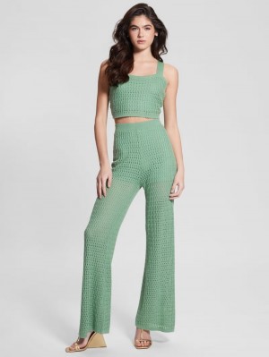 Pantalon Guess Yasmina Anchos Leg Sueter Mujer Verdes | Mexico-27091