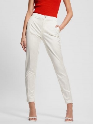 Pantalon Guess Zoe Satin Mujer Creme Blancos Multicolor | Mexico-06378