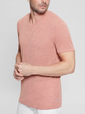 Playeras Guess Gauze Tee Hombre Rosas | Mexico-35689