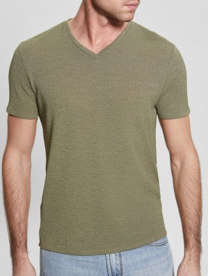 Playeras Guess Gauze Tee Hombre Verde Oliva | Mexico-60574