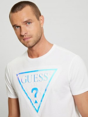 Playeras Guess Hologram Logo Tee Hombre Blancos | Mexico-76921