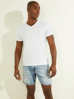 Playeras Guess Mason V-Neck Tee Hombre Blancos | Mexico-70586