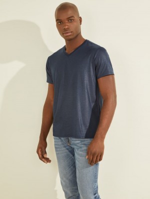Playeras Guess Mason V-Neck Tee Hombre Morados | Mexico-48927