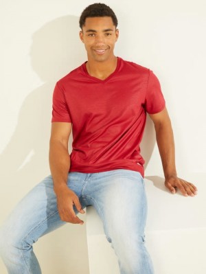 Playeras Guess Mason V-Neck Tee Hombre Rojos | Mexico-52834