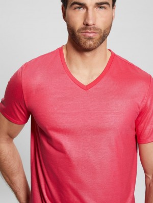 Playeras Guess Mason Yoke V-Neck Tee Hombre Rosas | Mexico-45910