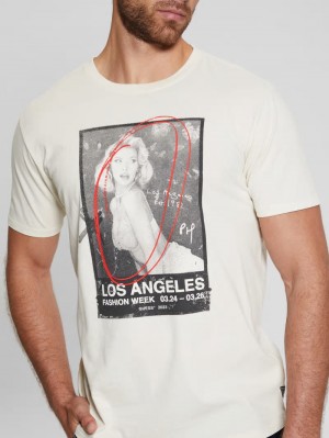 Playeras Guess Moda Week Estampados Knit Tee Hombre Azules Claro Blancos Multicolor | Mexico-91458