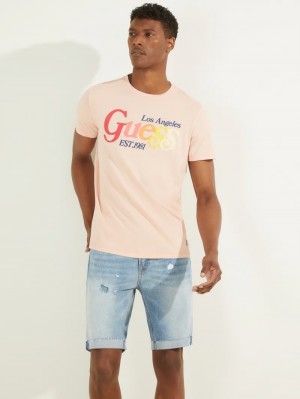Playeras Guess Vintage Logo Tee Hombre Rosas Multicolor | Mexico-06213