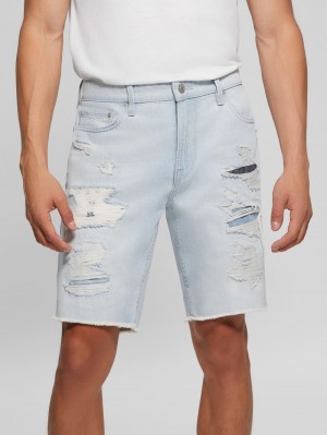 Short Guess Rip-and-Repair Regular Fit Denim Hombre Azules | Mexico-56018