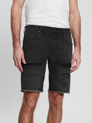 Short Guess Rip-and-Repair Regular Fit Denim Hombre Negros | Mexico-35026