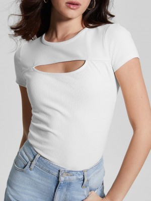 Tops Guess Lana Rib Mujer Creme Blancos | Mexico-60583
